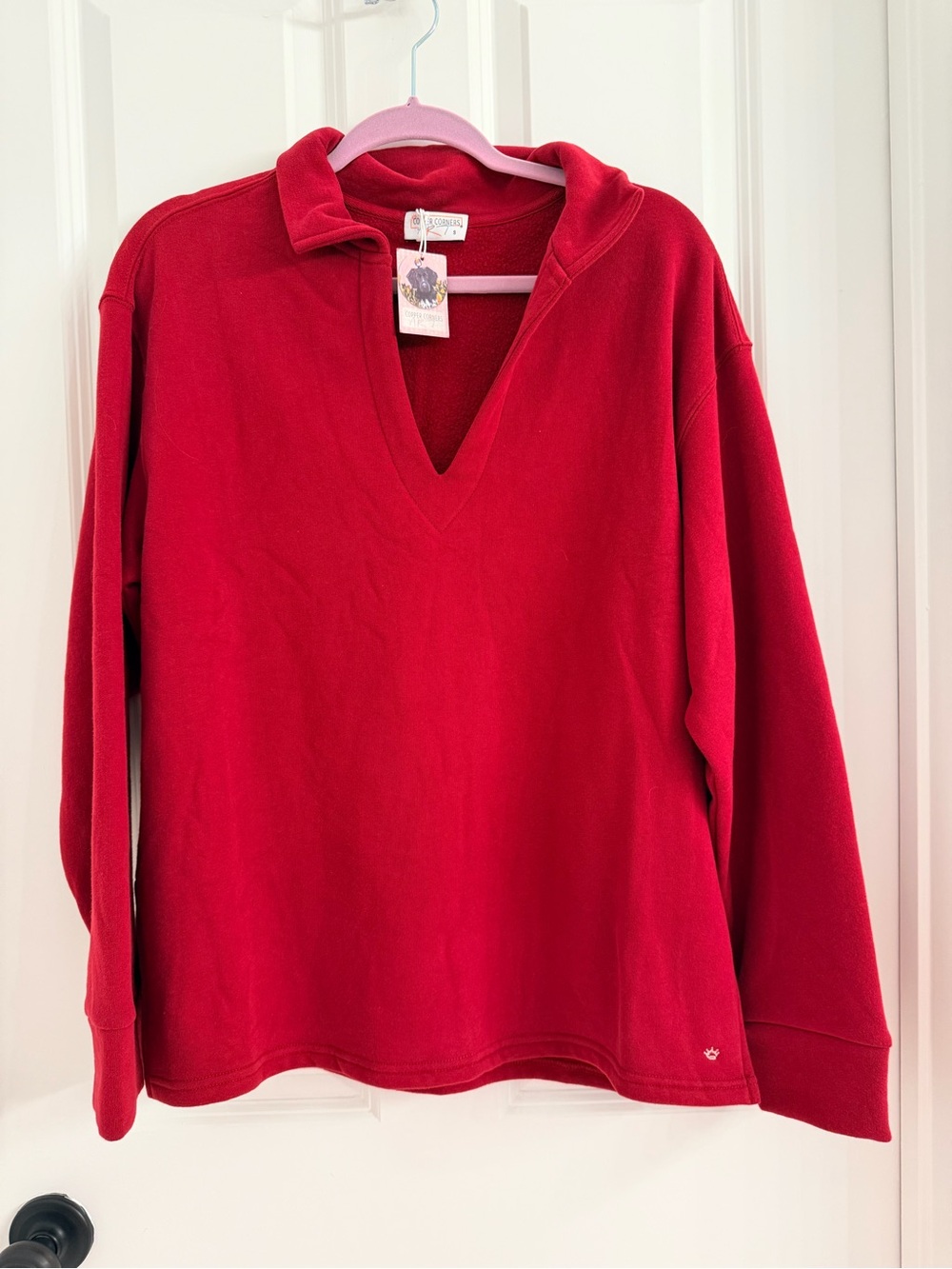 Women's Maroon Long-Sleeve V-Neck Tunic Top